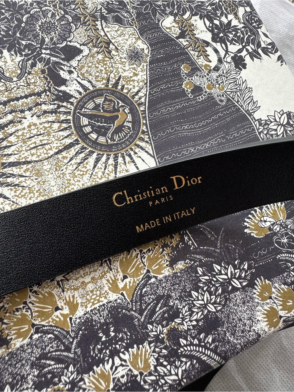 Women CD Pearl-Embellished-Silver Black Leather Belt with box Dior - Picture 9 of 11